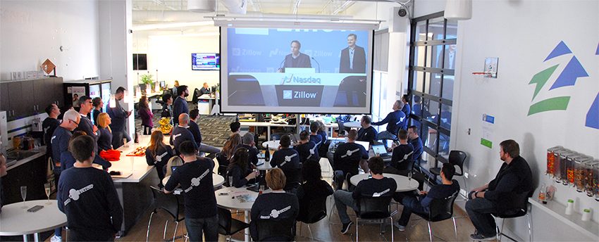 Watching the Zillow NASDAQ bell-ringing from Lincoln
